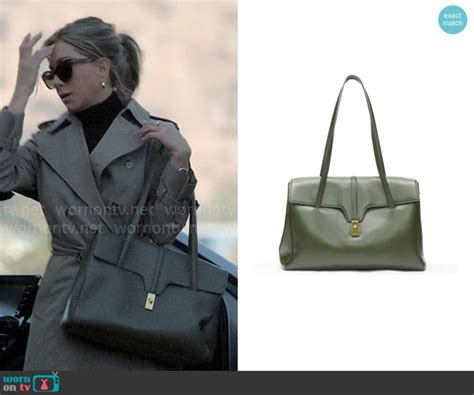 heidi bag in khaki green by celine|Alex’s green leather handbag on The Morning Show .